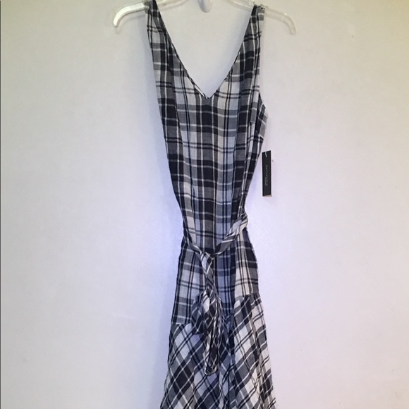 Nordstrom Signature Wrap Dress Navy White Plaid - Picture 2 of 8